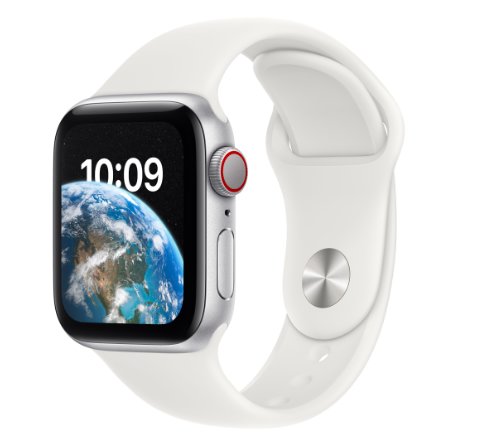 Smartwatch apple watch se 2 (2022) cellular, gps, retina ltpo oled capacitive touchscreen 1.78inch, bluetooth, wi-fi, bratara silicon 44mm, carcasa aluminiu, rezistent la apa (alb) 
