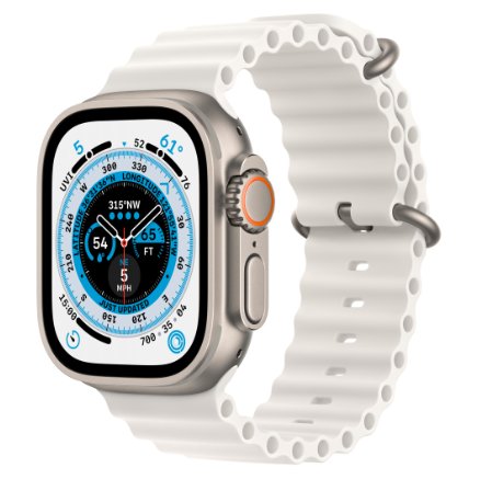 Smartwatch apple watch ultra cellular, ecran ltpo oled, bluetooth, wi-fi, gps, bratara elastomer 49mm, carcasa titanium, rezistent la apa 10atm (alb)