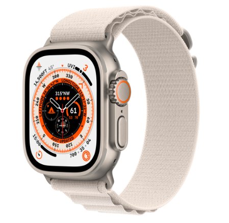Smartwatch apple watch ultra cellular, ecran ltpo oled, bluetooth, wi-fi, gps, bratara textil l 49mm, carcasa titanium, rezistent la apa 10atm (roz)