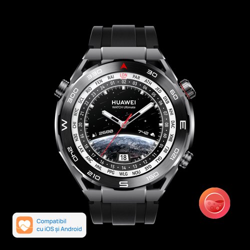 Smartwatch huawei watch ultimate expedition black, bratara silicon (negru)