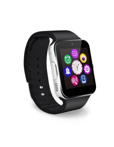 Smartwatch iuni gt08, capacitive touchscreen 1.54inch, procesor dual-core 1.2ghz, 128mb ram, bluetooth, bratara silicon, camera foto, functie telefon (negru/argintiu) 