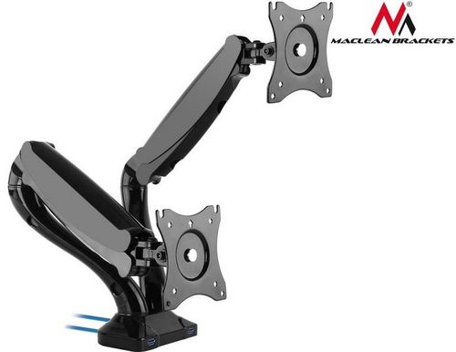 Suport monitor maclean mc-674, dual arm, 13inch - 27inch, 6 kg (negru)