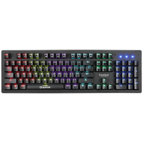 Tastatura gaming mecanica marvo kg909, blue outemu, led rainbow (negru)