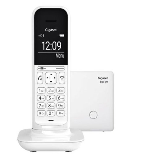 Telefon dect fara fir gigaset cl390, caller id, alarma + gigaset box 90 (alb)