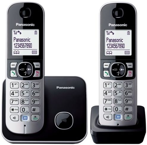 Telefon fix twin panasonic kx-tg6812fxb (negru/argintiu)