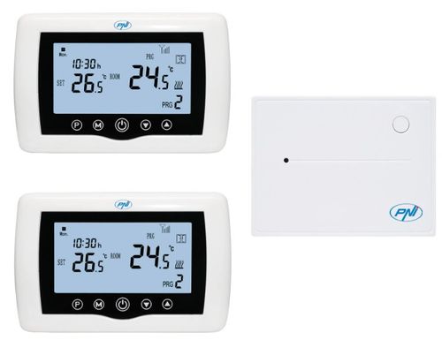 Termostat inteligent pni ct400 , wifi, control centrala termica, control doua zone, display (alb)