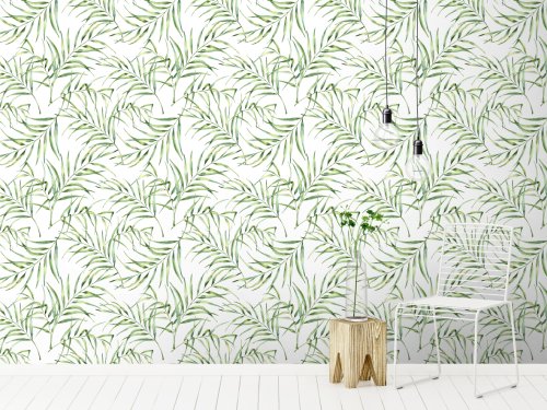 Tapet designer palm breeze (watercolour palm leaf) - feathr 