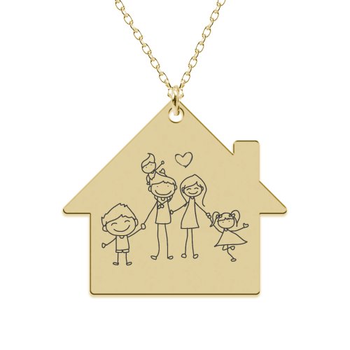 Bijubox Home - colier personalizat din argint 925 placat cu aur galben 24k family is home