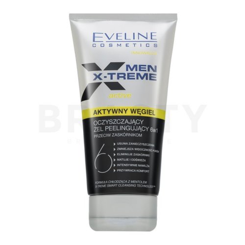 Eveline men x-treme cleansing gel scrub peeling with active charcoal gel multifuncțional de curățare și exfoliere pentru piele problematică 150 ml