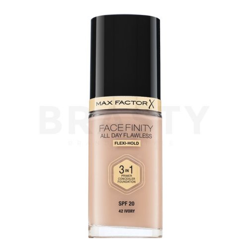 Max factor facefinity all day flawless flexi-hold 3in1 primer concealer foundation spf20 42 fond de ten lichid 3in1 30 ml