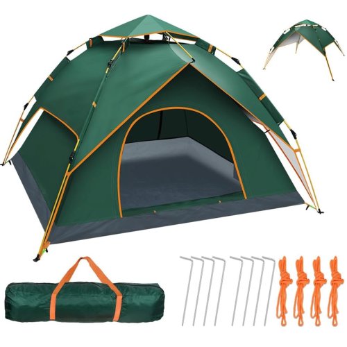 Tenq Rs Cort camping 3-4 persoane cu deschidere automata pop-up, impermeabil, protectie uv, 2 usi, 2 moduri instalare