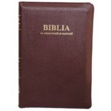 Biblia cu concordanta si explicatii mare, 077 zti, coperta piele visinie, fermoar, index
