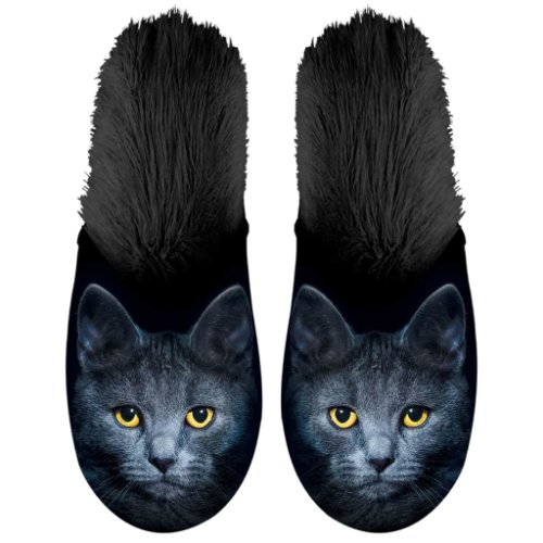 Plenty gifts papuci de pluș cu animale pisică negru, 35-38, 42538