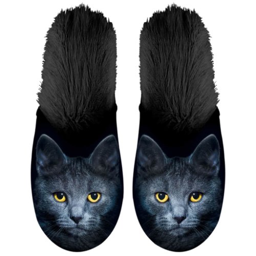 Plenty gifts papuci de pluș cu animale pisică negru, 39-42, 42539