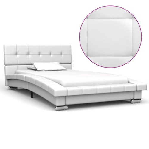 Vidaxl cadru de pat, alb, 200 x 90 cm, piele artificială 