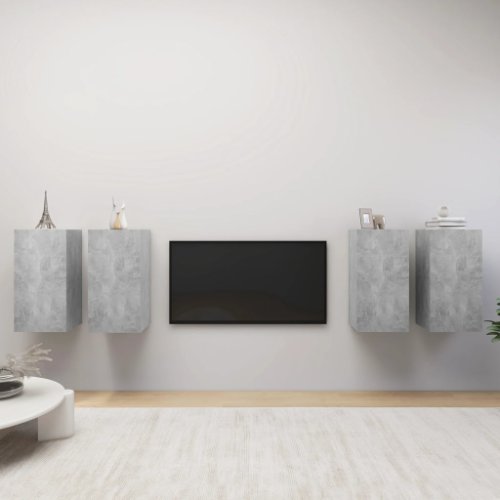 Vidaxl comode tv, 4 buc., gri beton, 30,5x30x60 cm, pal 