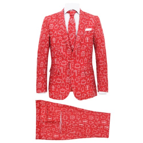 Vidaxl costum bărbătesc crăciun, 2 piese, cravată, roșu, mărimea 52