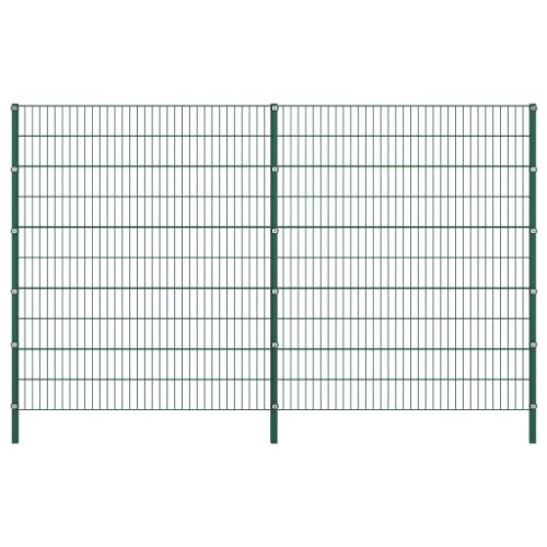 Vidaxl panou de gard cu stâlpi, verde, 3,4 x 2 m, fier