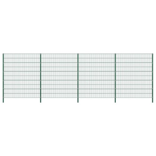 Vidaxl panou de gard cu stâlpi, verde, 6,8 x 2 m, fier