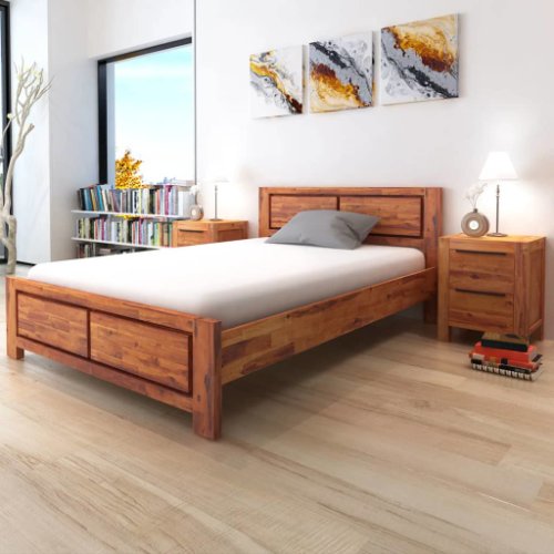 Vidaxl pat cu saltea, 180 x 200 cm, lemn masiv de acacia