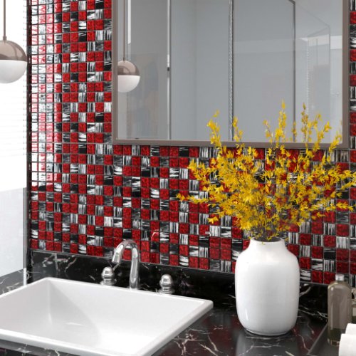  vidaxl plăci mozaic autoadezive, 22 buc., negru/roșu, 30x30 cm sticlă
