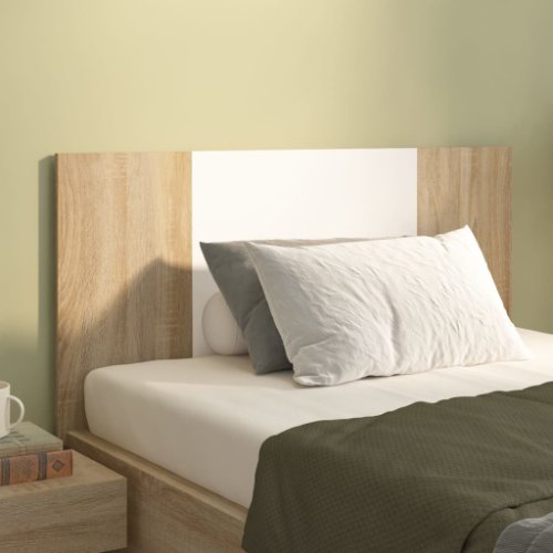 Vidaxl tăblie de pat alb și stejar sonoma 120x1,5x80 cm lemn prelucrat