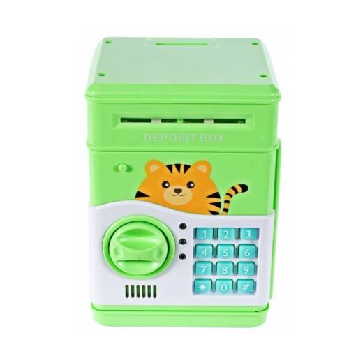 Jucarie interactiva malplay pusculita tip seif pentru copii , verde cu pisicuta
