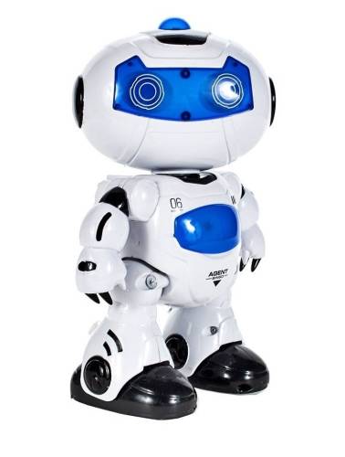 Jucarie interactiva malplay robot cu telecomanda albastru care merge, canta si lumineaza