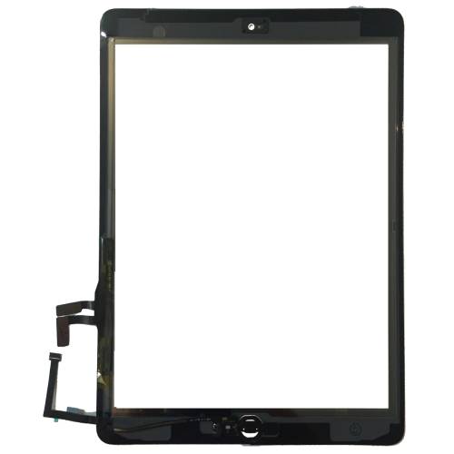 Touchscreen digitizer apple ipad 5 a1822 cu buton home si adeziv negru geam sticla tableta