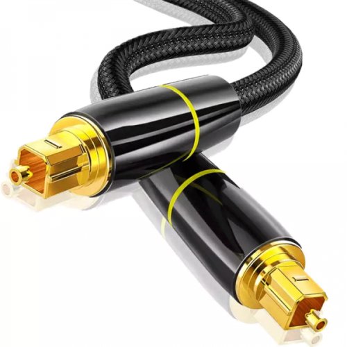 Pls Cablu audio cu fibra optica si conectori toslink spdif placati cu aur pentru transferul audio 1m negru