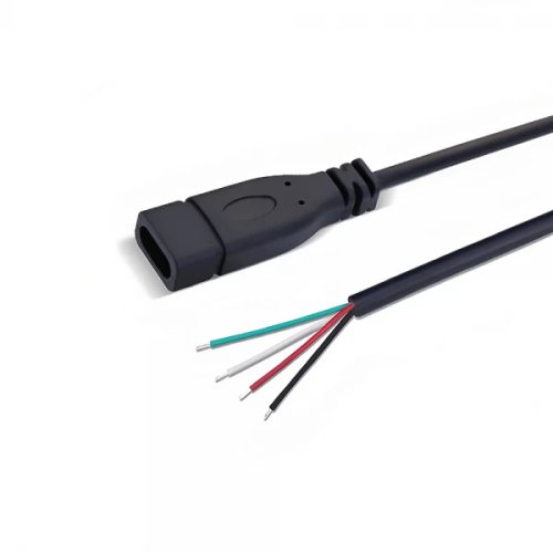 Cablu cu mufa usb 2.0 type-c mama la 4 fire deschise 25 cm negru