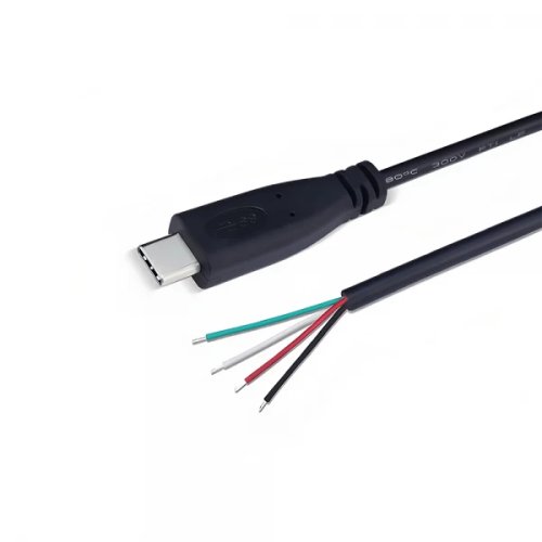 Cablu cu mufa usb 2.0 type-c tata la 4 fire deschise 25 cm negru
