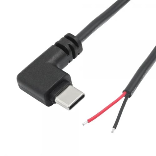 Cablu cu mufa usb 2.0 type-c unghi 90 grade tata la 2 fire deschise 25 cm negru