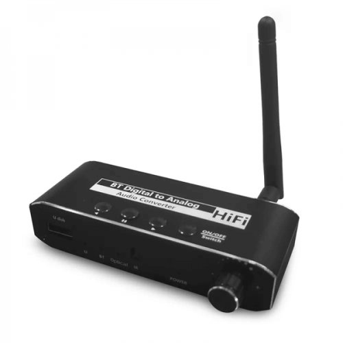 Convertor audio bluetooth dac conversie semnal digital la analog cu port usb si bluetooth 5.0 negru