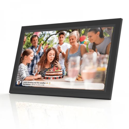 Rama foto digitala wifi 15.6 inch cu touchscreen 1920x1080 fhd control prin aplicatie frameo slot usb/ card sd/ mmc poze si video 32 gb negru