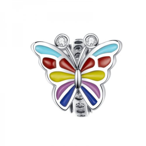 Talisman charm argint 925 krassus colourful butterfly pentru bratara sau pandantiv lant model fluture