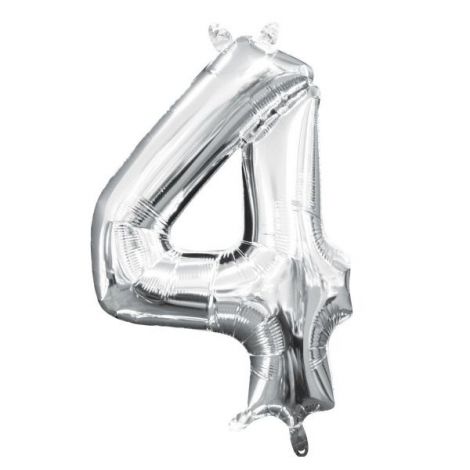 Balon folie argintiu cifra 4