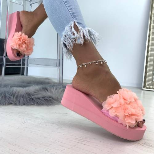  papuci/slapi dama textil roz emma b4904 