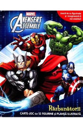 Avengers assemble. razbunatorii. carte joc cu 12 figurine si plansa ilustrata.