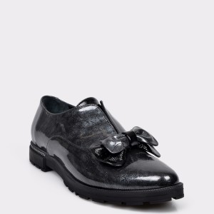 Pantofi flavia passini gri, 2404601, din piele naturala lacuita