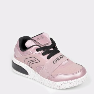 Pantofi geox roz, j928da, din piele ecologica