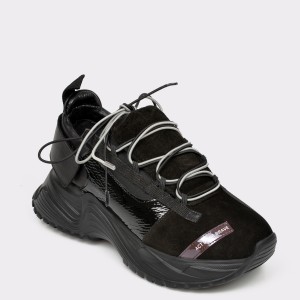 Pantofi sport flavia passini negri, 3088, din piele naturala