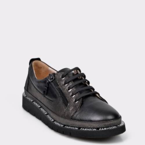 Pantofi sport flavia passini negri, ec0576, din piele naturala