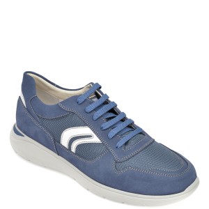 Pantofi sport geox albastri, u029dc, din material textil si piele intoarsa