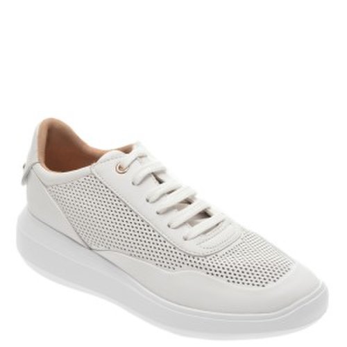 Pantofi sport geox albi, d84apa, din piele naturala