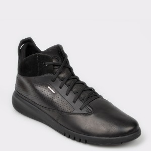 Pantofi sport geox negri, u947fa, din piele naturala