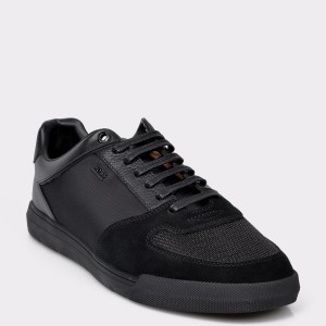 Pantofi sport hugo boss negri, 2135, din material textil si piele naturala