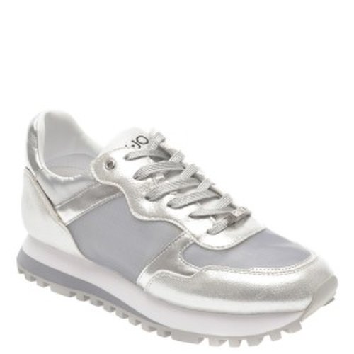 Pantofi sport liu jo argintii, wonder, din material textil si piele ecologica