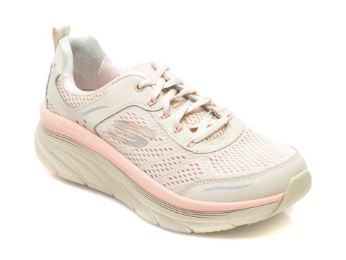 Pantofi sport skechers bej, d lux walker, din material textil si piele naturala