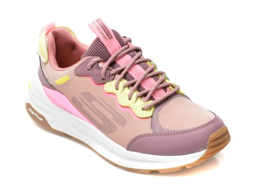 Pantofi sport skechers multicolori, global jogger, din material textil si piele ecologica